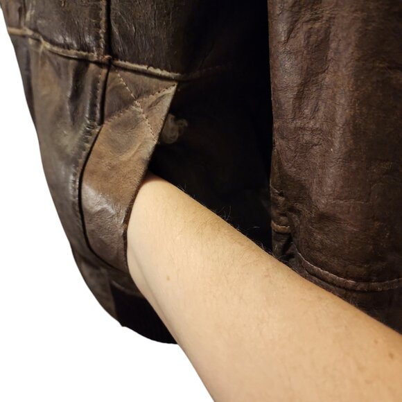 Vintage 1960's-70's Montevideo Antilope Leather Sherpa Lined Bomber Jacket - Picture 9 of 9